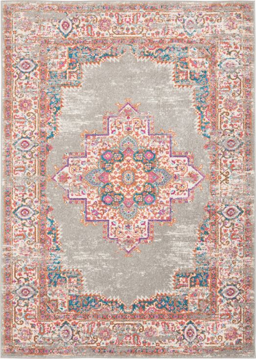 5' x 7' Gray Power Loom Polypropylene Area Rug