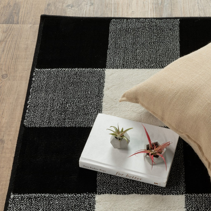 5' x 7' Monochromatic Gingham Pattern Indoor Area Rug