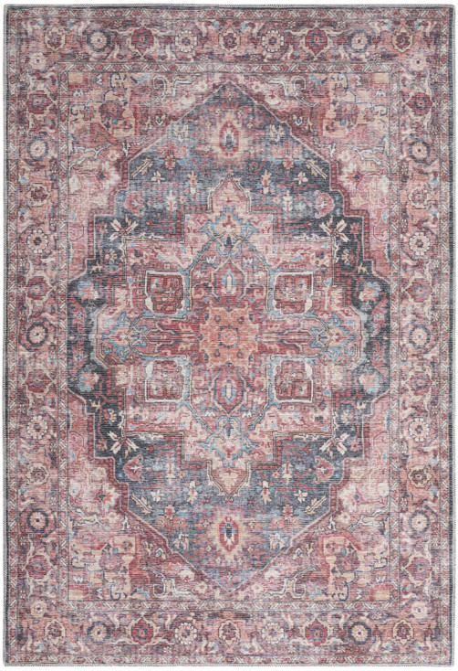 5' x 7' Multicolor Oriental Power Loom Distressed Washable Polypropylene Area Rug