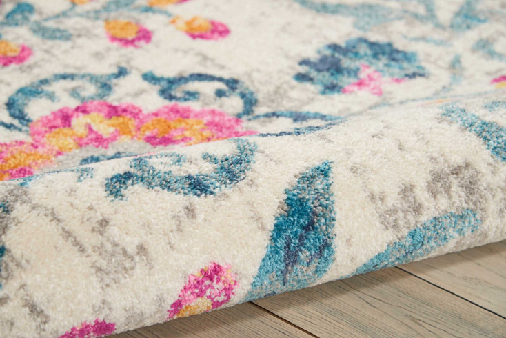 5' x 7' Ivory Floral Dhurrie Area Rug