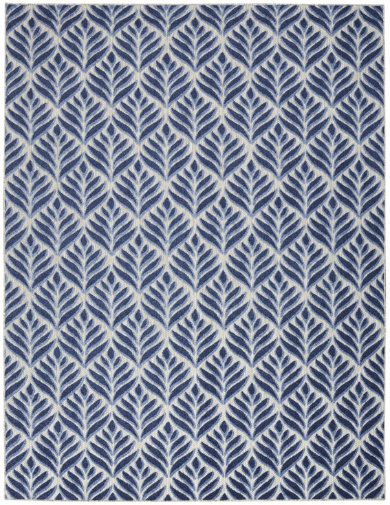 5' x 8' Blue Floral Stain Resistant Non Skid Area Rug