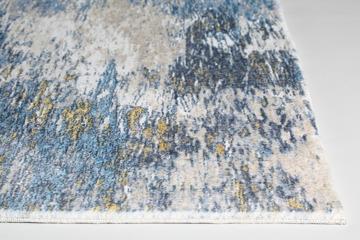 5' x 8' Blue & Gold Abstract Dhurrie Area Rug