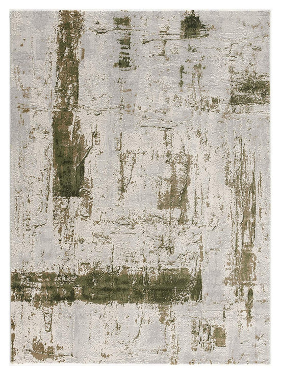 5' x 8' Green Abstract Dhurrie Area Rug