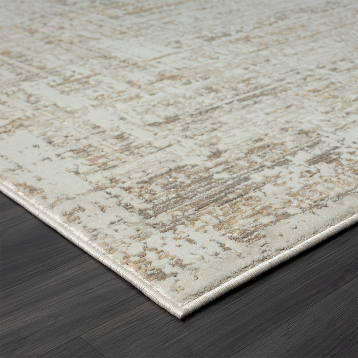 5' x 8' Beige Abstract Distressed Polyester Rectangle Area Rug