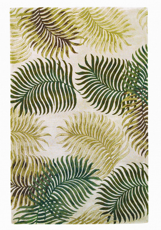 5' x 8' Natural Beige Hand Tufted Tropical Leaves Indoor Area Rug