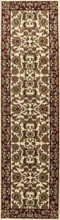 5' x 8' Ivory Red Machine Woven Floral Traditional Polypropylene Area Rug