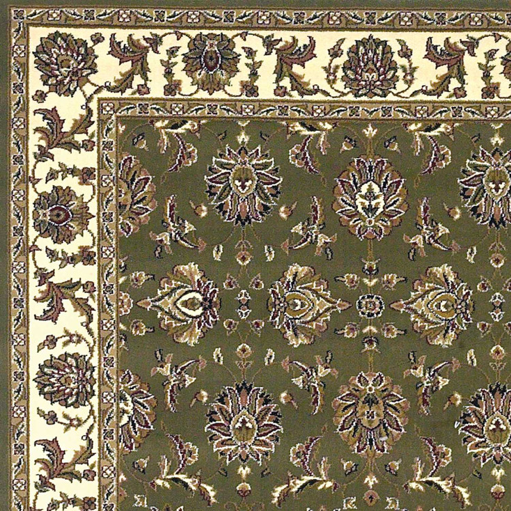 5' x 8' Green Ivory Machine Woven Floral Traditional Indoor Area Rug