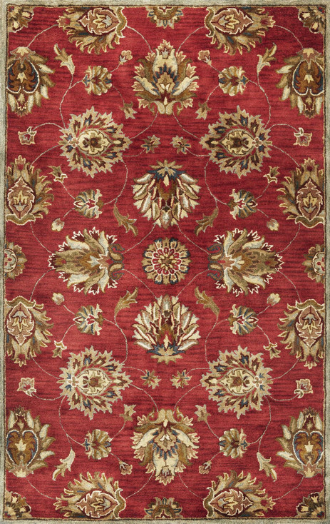5' x 8' Red Hand Tufted Traditional Floral Indoor Area Rug