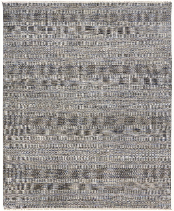 5' x 8' Silver Wool Striped Hand Knotted Area Rug
