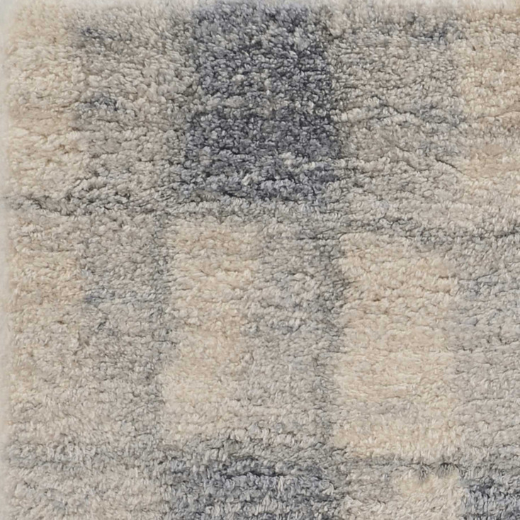 5' x 8' Ivory Blue Machine Woven Abstract Blocks Indoor Area Rug