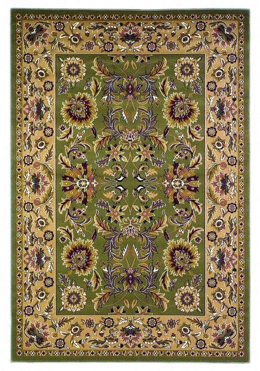 5' x 8' Green or Taupe Floral Bordered Area Rug