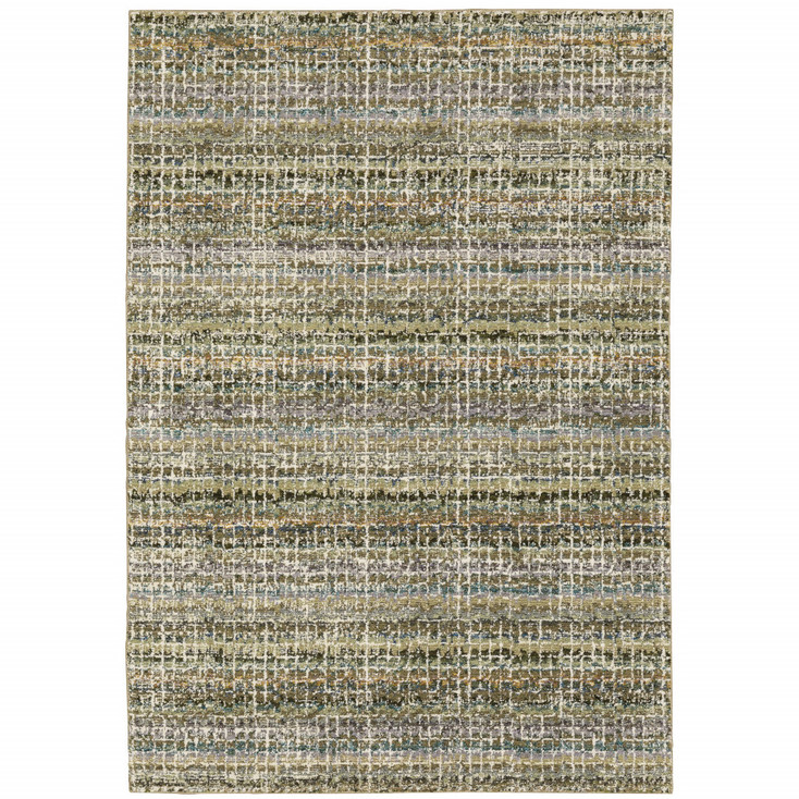 5' x 8' Green Grey and Purple Abstract Power Loom Stain Resistant Area Rug