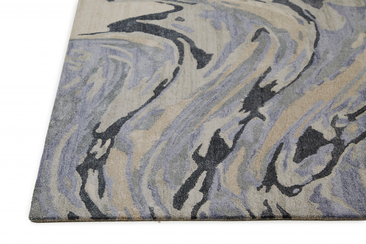 5' x 8' Blue Gray and Taupe Abstract Tufted Handmade Area Rug