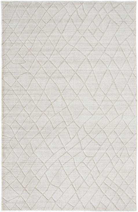 5' x 8' Ivory and Gray Striped Hand Woven Area Rug