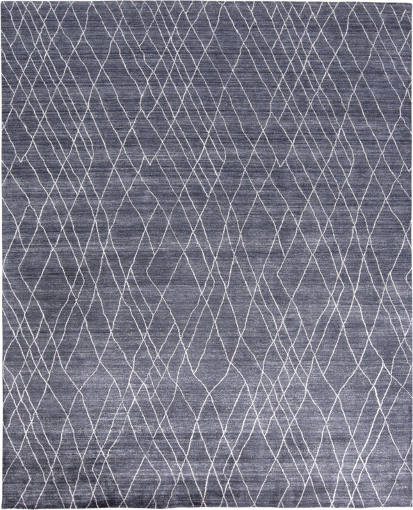 5' x 8' Blue and Ivory Abstract Hand Woven Area Rug