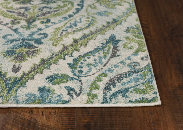 5' x 8' Ivory or Teal Tropical Parisian Indoor Area Rug