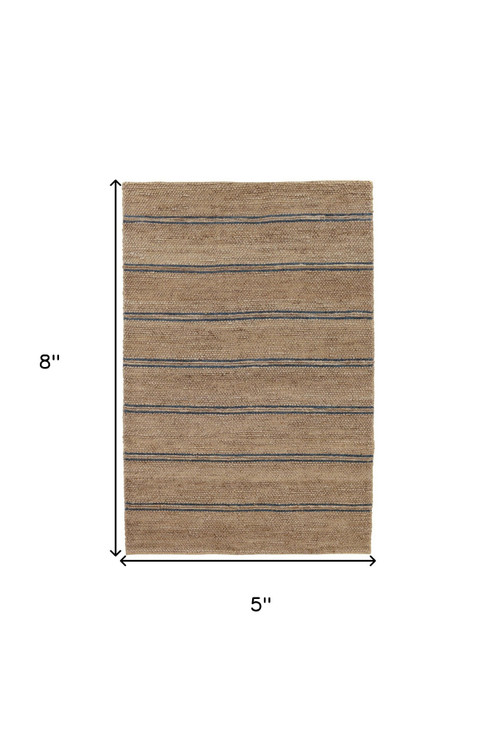 5' x 8' Beige Striped Hand Woven Area Rug