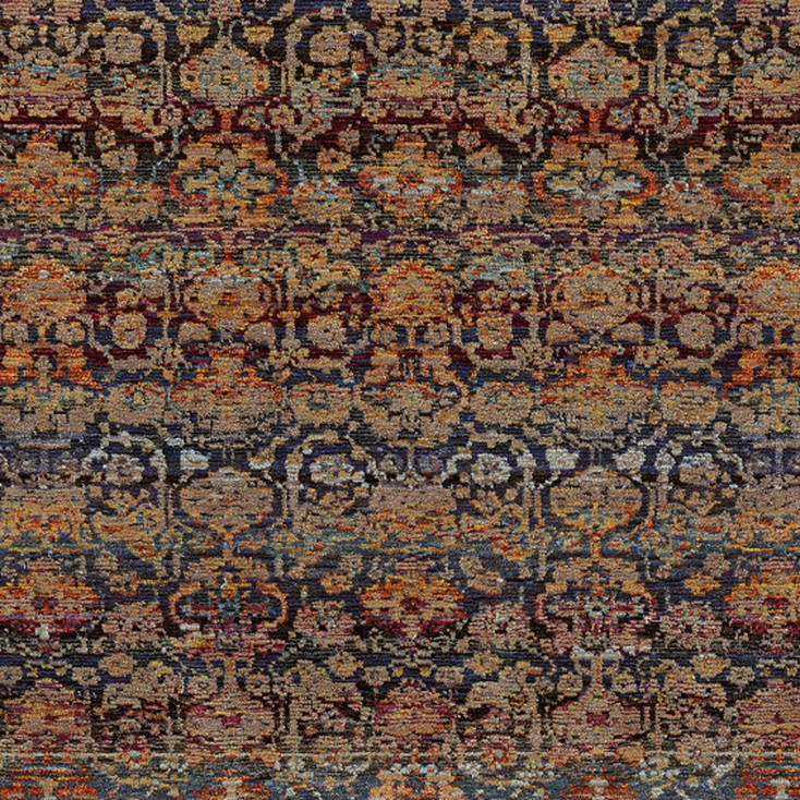 5' x 8' Multi and Blue Abstract Power Loom Stain Resistant Area Rug