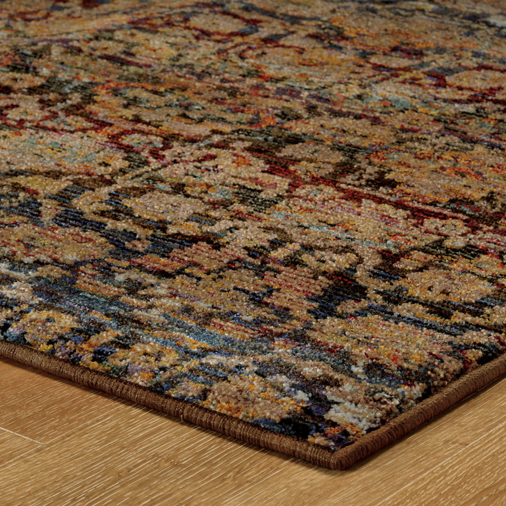 5' x 8' Multi and Blue Abstract Power Loom Stain Resistant Area Rug