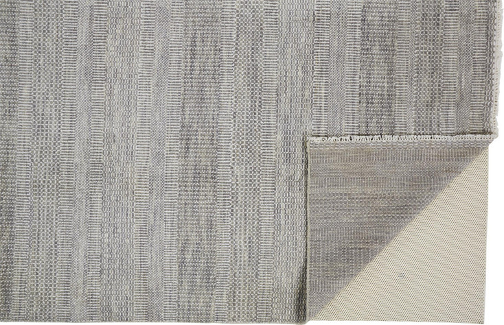 5' x 8' Silver Wool Striped Hand Knotted Rectangle Area Rug