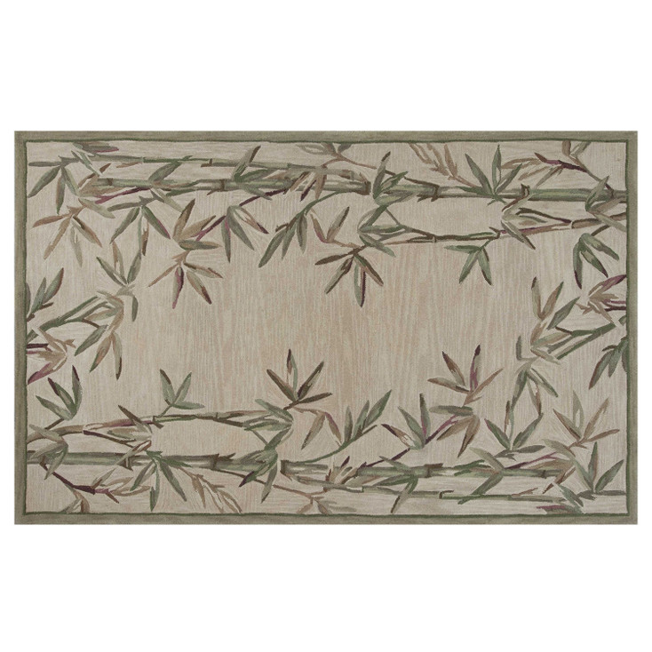 5' x 8' Ivory Hand Tufted Bordered Bamboo Indoor Area Rug