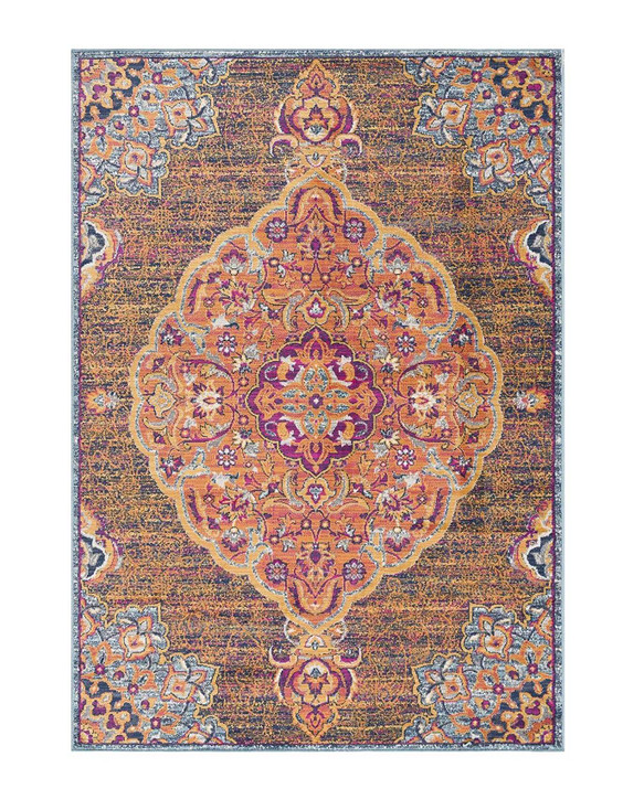 5' x 8' Rustic Orange Medallion Area Rug