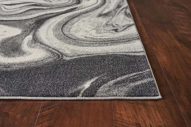 5' x 8' Grey Black Machine Woven Marble Indoor Area Rug