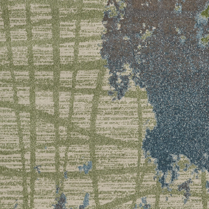 5' x 8' Green Blue Machine Woven Abstract Indoor Area Rug