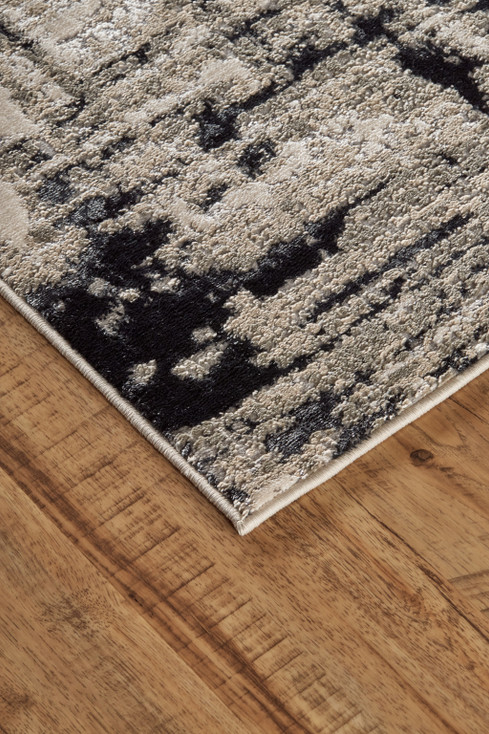 5' x 8' Black White and Gray Stain Resistant Area Rug