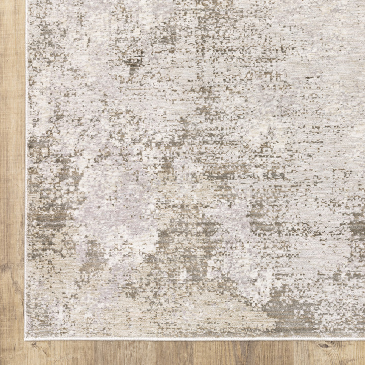 5' x 8' Beige Ivory Tan Grey and Brown Abstract Power Loom Stain Resistant Area Rug