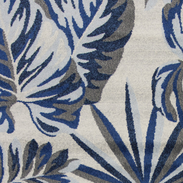 5' x 8' Grey Blue Machine Woven Tropical Indoor Area Rug