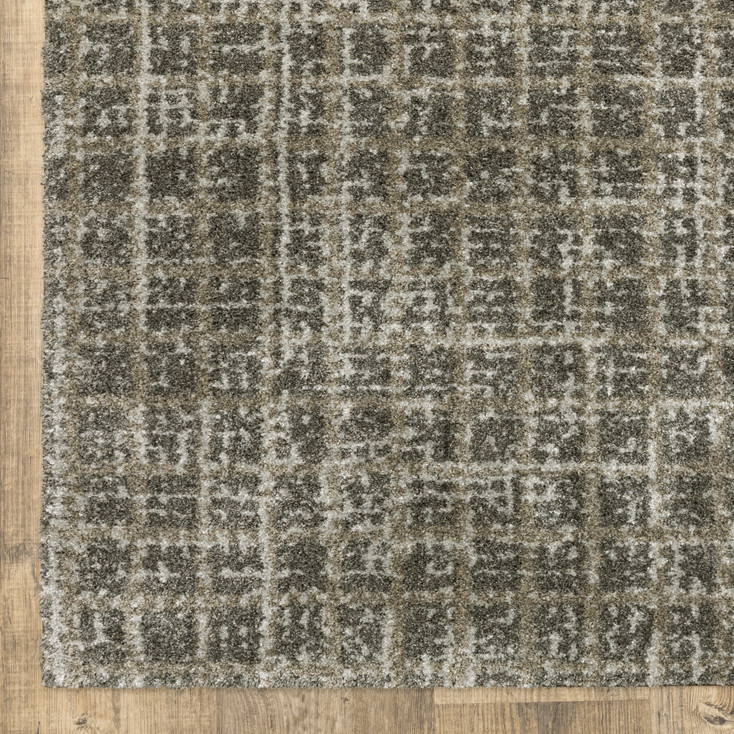 5' x 8' Grey Tan and Beige Geometric Power Loom Stain Resistant Area Rug