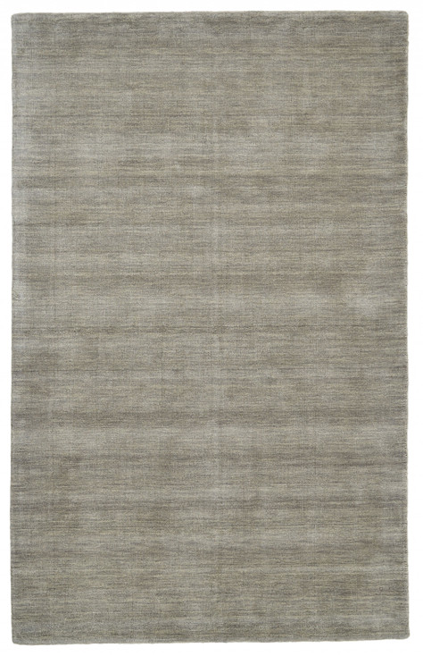 5' x 8' Gray and Ivory Wool Hand Woven Stain Resistant Area Rug