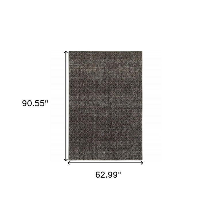 5' x 8' Charcoal Grey and Brown Geometric Power Loom Stain Resistant Area Rug