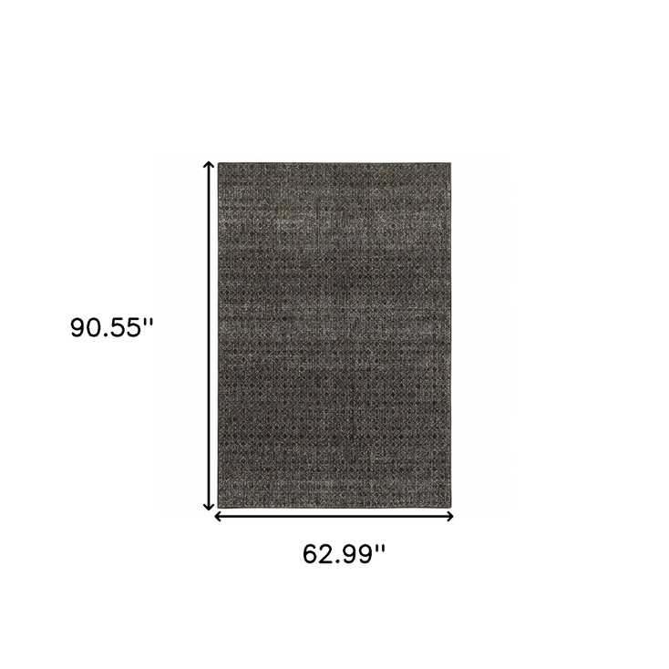 5' x 8' Charcoal Grey and Brown Geometric Power Loom Stain Resistant Area Rug