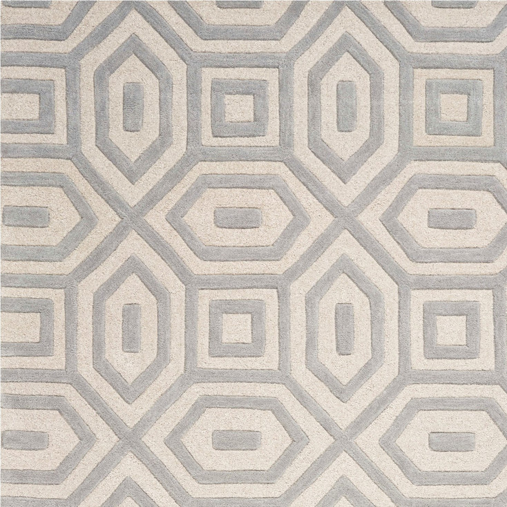 5' x 8' Grey Hand Tufted Geometric Indoor Area Rug