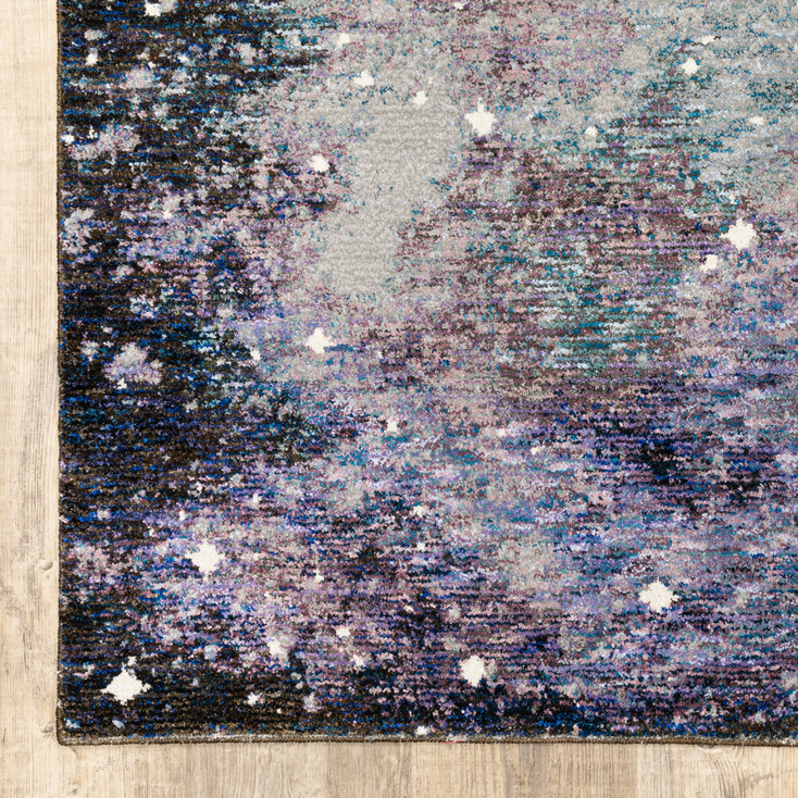 5' x 8' Purple Teal and Brown Abstract Power Loom Stain Resistant Area Rug