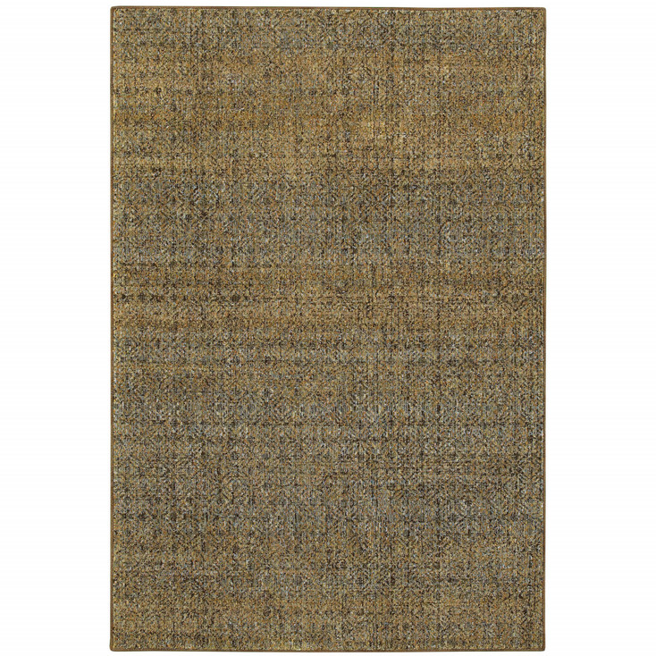 5' x 8' Brown Gold Rust Blue and Green Geometric Power Loom Stain Resistant Area Rug