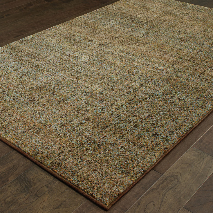 5' x 8' Brown Gold Rust Blue and Green Geometric Power Loom Stain Resistant Area Rug