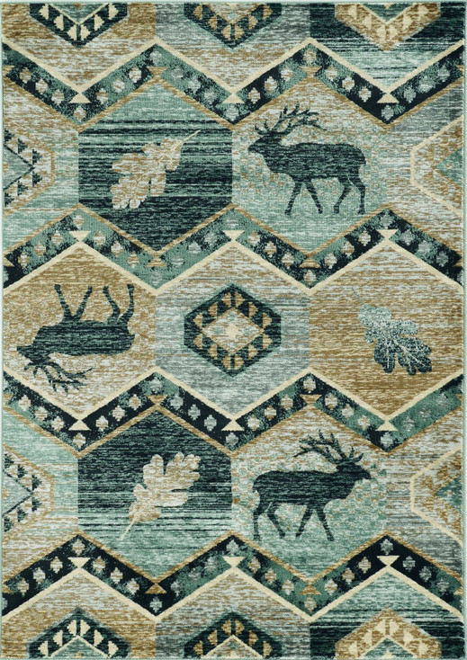 5' x 8' Seafoam Machine Woven Geometric Lodge Indoor Area Rug
