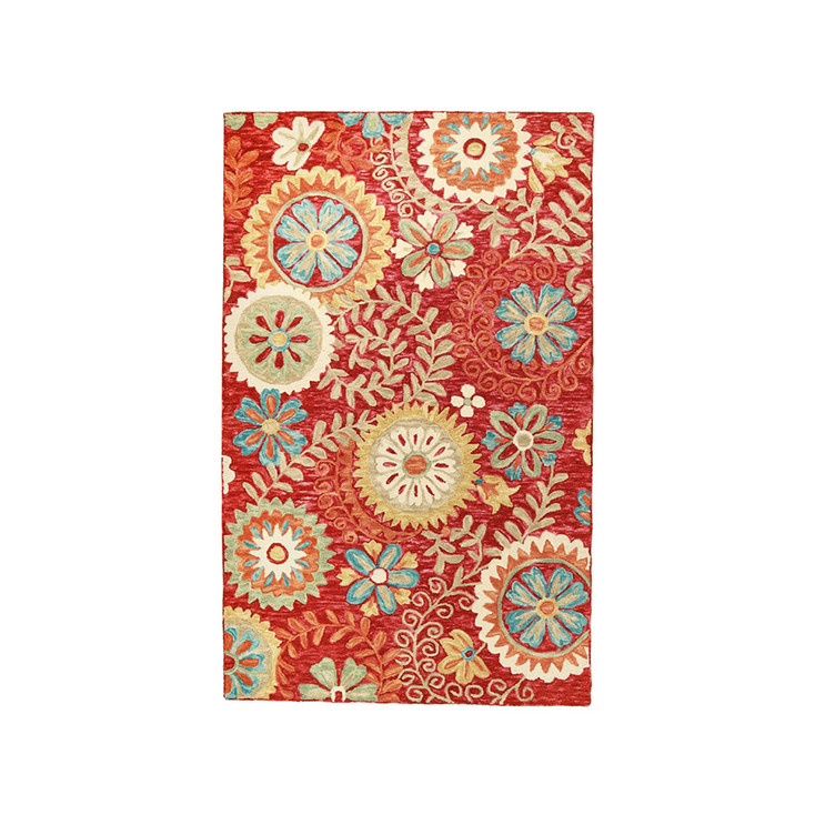 5' x 8' Rust Wool Medallion Tufted Handmade Stain Resistant Area Rug
