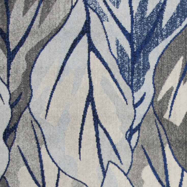 5' x 8' Grey Navy Machine Woven Tropical Indoor Area Rug