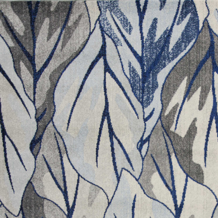 5' x 8' Grey Navy Machine Woven Tropical Indoor Area Rug