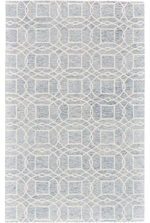 5' x 8' Gray & Ivory Wool Geometric Tufted Handmade Stain Resistant Area Rug