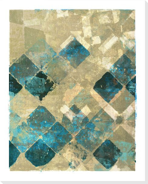 Block Print Patterns Blue 3 Wrapped Canvas Giclee Print Wall Art