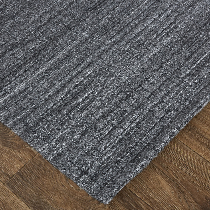 5' x 8' Gray and Black Striped Hand Woven Area Rug