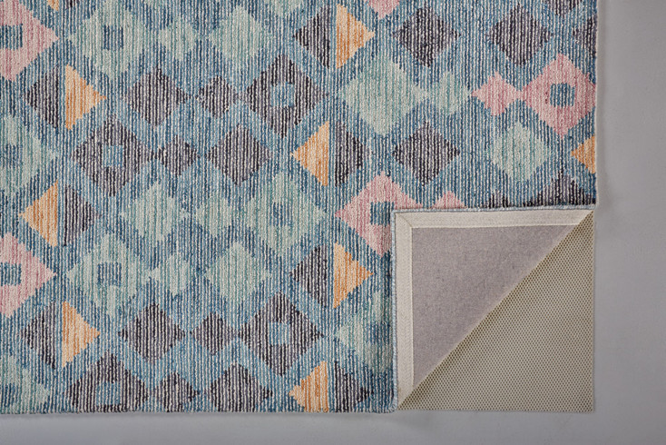 5' x 8' Gray Blue and Green Wool Geometric Tufted Handmade Area Rug