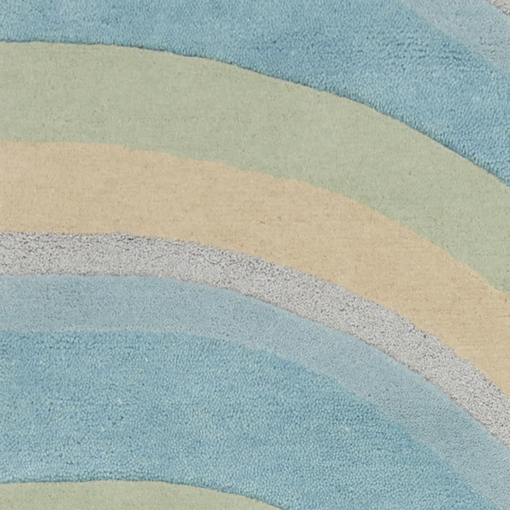 5' x 8' Ocean Blue Beige Hand Tufted Abstract Waves Indoor Area Rug