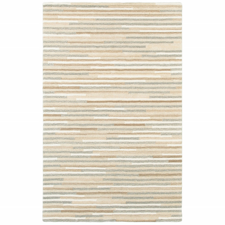 5' x 8' Beige and Gray Eclectic Lines Area Rug