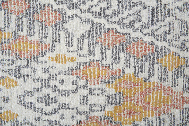 5' x 8' Gray Ivory and Orange Wool Geometric Tufted Handmade Area Rug